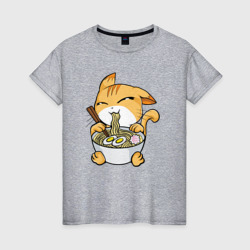 Ramen cat – Женская футболка хлопок с принтом купить со скидкой в -20%