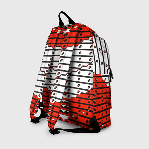 Рюкзак 3D с принтом Красно-белая техно броня, вид сзади #1