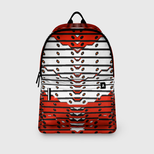 Рюкзак 3D с принтом Красно-белая техно броня, вид сбоку #3