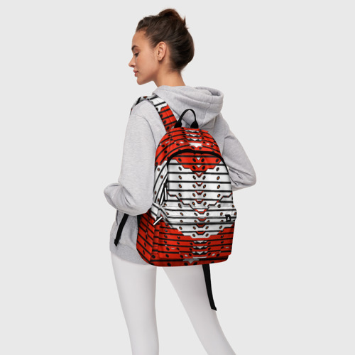 Рюкзак 3D с принтом Красно-белая техно броня, фото #4
