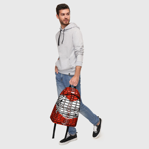 Рюкзак 3D с принтом Красно-белая техно броня, фото #5