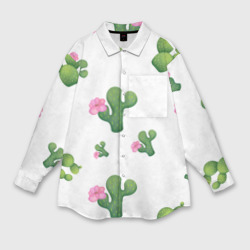 Мужская рубашка oversize 3D Мексиканские кактусы с цветами