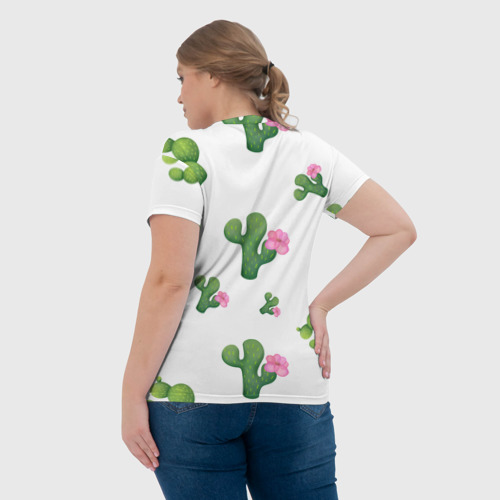 Женская футболка 3D Мексиканские кактусы с цветами, цвет 3D печать - фото 7