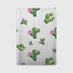 Обложка для автодокументов Мексиканские кактусы с цветами