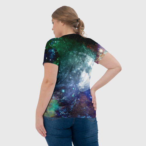 Женская футболка 3D Котик бравый космонавт - неон, цвет 3D печать - фото 7