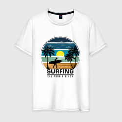 Серфингист на пляже – Мужская футболка хлопок с принтом купить со скидкой в -20%