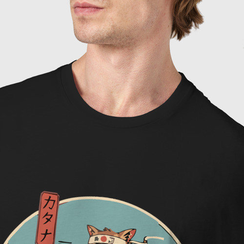 Мужская футболка хлопок Кот на мотике, цвет черный - фото 6