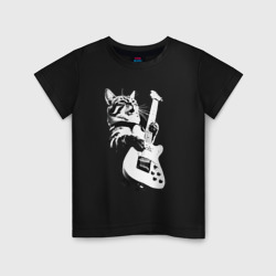 Детская футболка хлопок Кот гитарист 