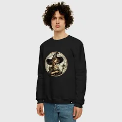 Мужской свитшот хлопок Ретро ведьма в шляпе - фото 2