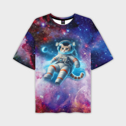 Мужская футболка oversize 3D The cat is a brave cosmonaut - ai art