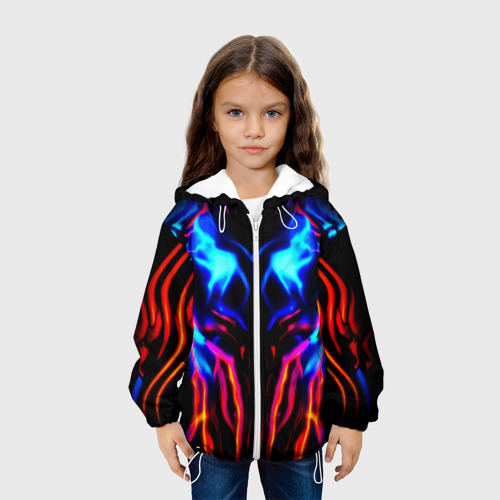 Детская куртка 3D с принтом Неоновый киберкостюм, вид сбоку #3