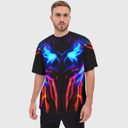 Мужская футболка oversize 3D Неоновый киберкостюм - фото 2
