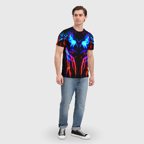 Мужская футболка 3D Неоновый киберкостюм, цвет 3D печать - фото 5