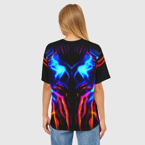 Женская футболка oversize 3D Неоновый киберкостюм, цвет 3D печать - фото 4