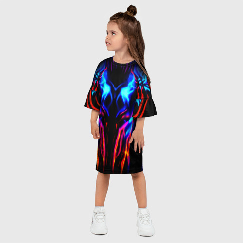 Детское платье 3D Неоновый киберкостюм, цвет 3D печать - фото 3