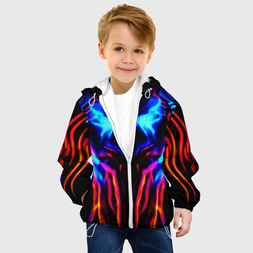 Детская куртка 3D с принтом Неоновый киберкостюм, фото на моделе #1