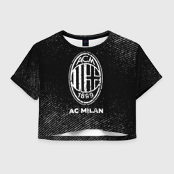 Женская футболка Crop-top 3D AC Milan с потертостями на темном фоне