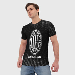 Мужская футболка 3D AC Milan с потертостями на темном фоне - фото 2