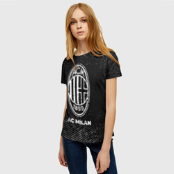 Женская футболка 3D AC Milan с потертостями на темном фоне - фото 2