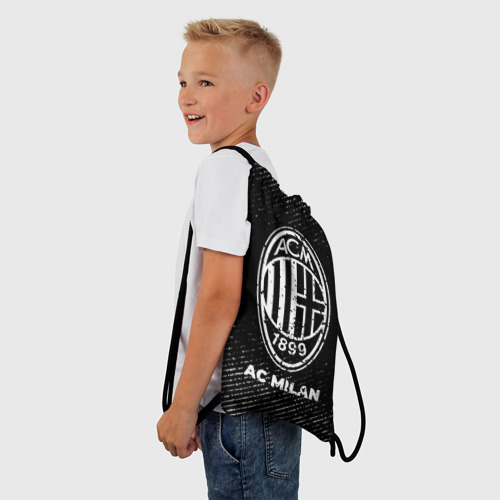 Рюкзак-мешок 3D AC Milan с потертостями на темном фоне - фото 3