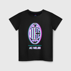Детская футболка хлопок AC Milan FC в стиле glitch
