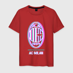Светящаяся мужская футболка AC Milan FC в стиле glitch