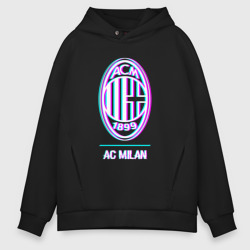 Мужское худи Oversize хлопок AC Milan FC в стиле glitch