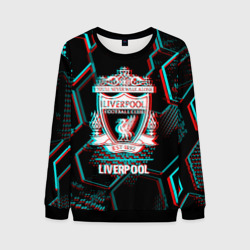Мужской свитшот 3D Liverpool FC в стиле glitch на темном фоне