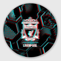 Круглый коврик для мышки Liverpool FC в стиле glitch на темном фоне