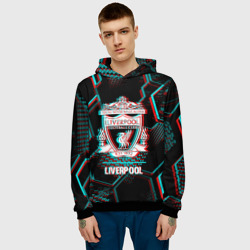 Мужская толстовка 3D Liverpool FC в стиле glitch на темном фоне - фото 2