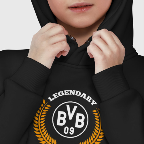 Детское худи Oversize хлопок Лого Borussia и надпись legendary football club, цвет черный - фото 7