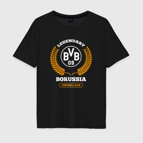 Мужская футболка хлопок Oversize Лого Borussia и надпись legendary football club, цвет черный