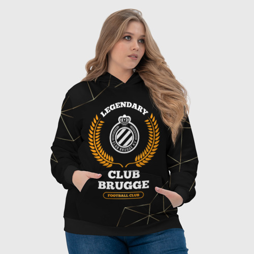 Женская толстовка 3D Лого Club Brugge и надпись legendary football club на темном фоне, цвет 3D печать - фото 6