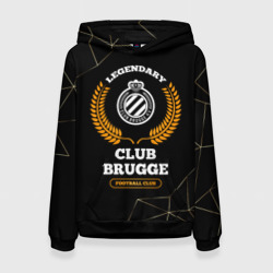 Женская толстовка 3D Лого Club Brugge и надпись legendary football club на темном фоне