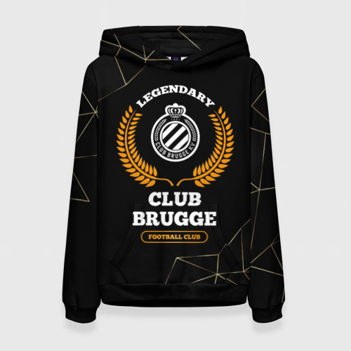 Женская толстовка 3D Лого Club Brugge и надпись legendary football club на темном фоне, цвет 3D печать