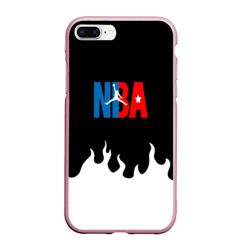 Чехол для iPhone 7Plus/8 Plus матовый Баскетбол нба огонь, цвет розовый