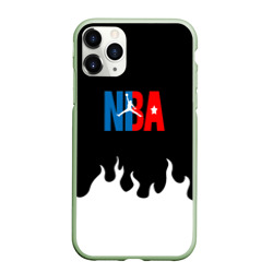 Чехол для iPhone 11 Pro матовый Баскетбол нба огонь