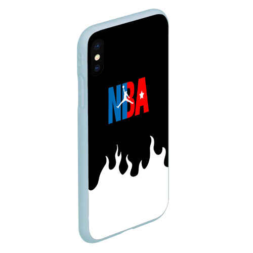 Чехол для iPhone XS Max матовый Баскетбол нба огонь, цвет голубой - фото 3