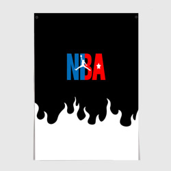 Постер Баскетбол нба огонь