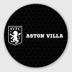 Круглый коврик для мышки Aston Villa sport на темном фоне по-горизонтали