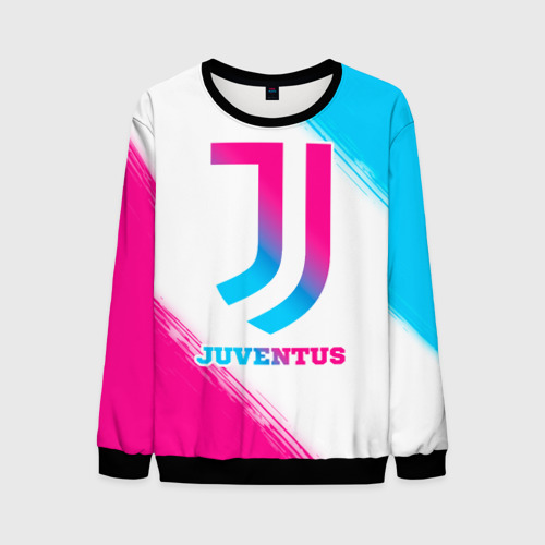 Мужской свитшот 3D Juventus neon gradient style, цвет черный