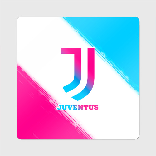 Магнит виниловый Квадрат Juventus neon gradient style