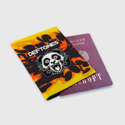 Обложка для паспорта матовая кожа Deftones рок панда и огонь - фото 2