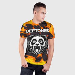 Мужская футболка 3D Slim Deftones рок панда и огонь - фото 2