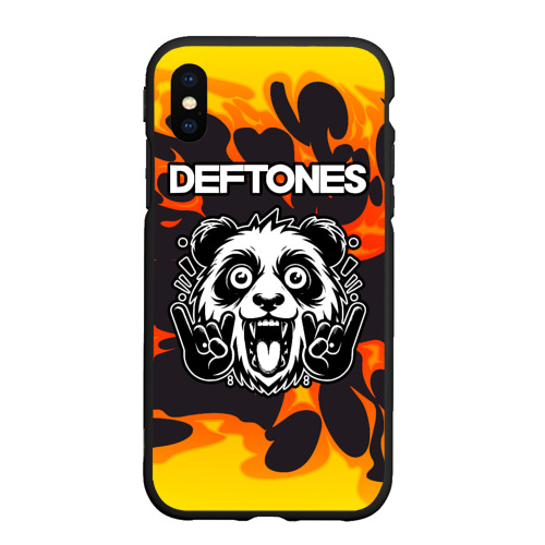 Чехол для iPhone XS Max матовый Deftones рок панда и огонь