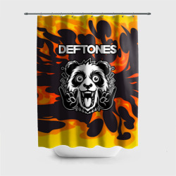 Штора 3D для ванной Deftones рок панда и огонь