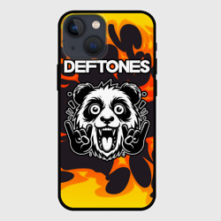 Чехол для iPhone 13 mini Deftones рок панда и огонь