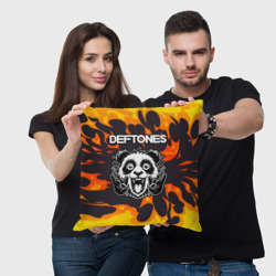Подушка 3D Deftones рок панда и огонь - фото 2