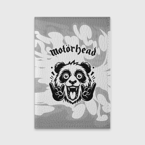 Обложка для паспорта матовая кожа Motorhead рок панда на светлом фоне