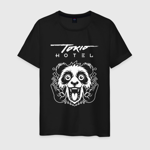 Мужская футболка хлопок Tokio Hotel rock panda, цвет черный